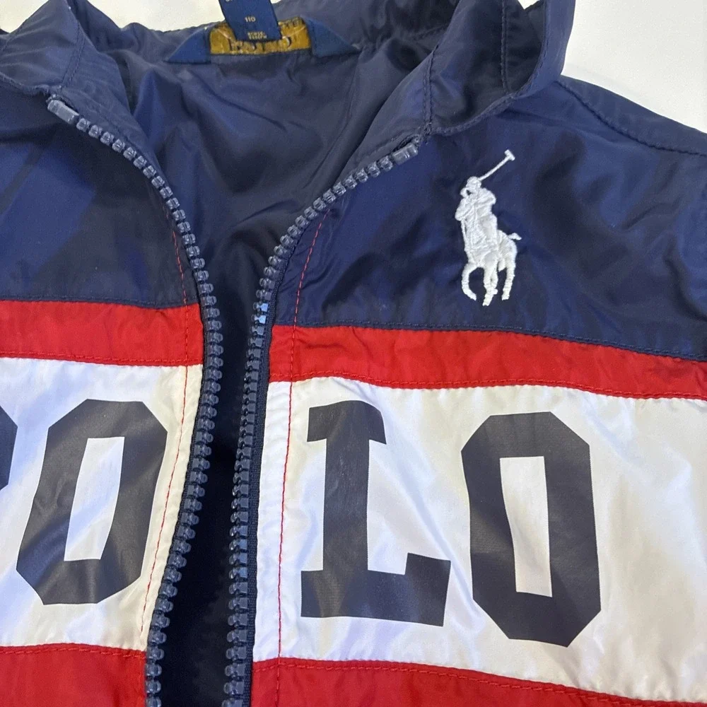 Ralph Lauren Polo Hoodie Youth Zip Up Jacket Colorblock 67 Six Seven Sz 4T Boys